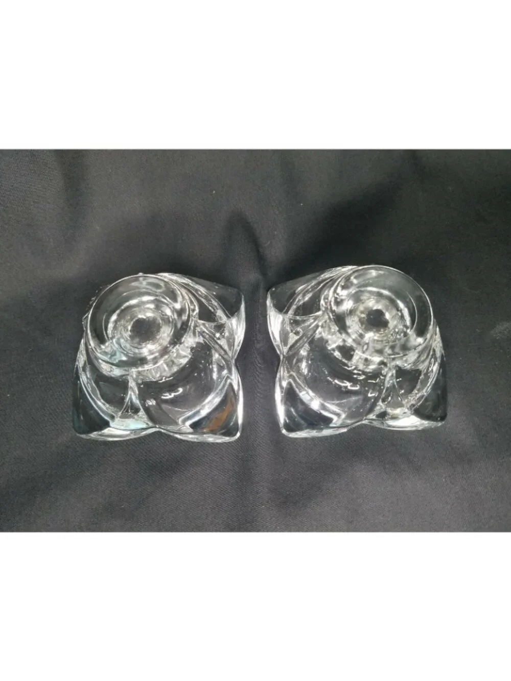 Vintage Pair of  Indiana Glass Co. Tulip Taper Candle Holders Petal Shaped